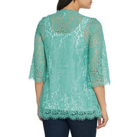 Isaac Mizrahi Open Front 3/4 Sleeve Lace Kimono - Picture 3 of 4